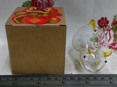 龍廬-自藏出清品-鼠年數錢玻璃製品-高7公分玻璃鼠造型存錢筒撲滿/只有一個/居家佈置擺飾