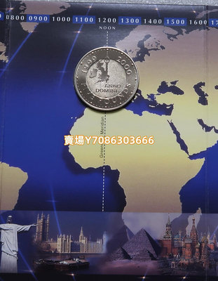 英國 1999 2000 格林威治 千禧年 紀念 5鎊 紀念幣 地球 官方卡裝 錢幣 銀幣 紀念幣【悠然居】684