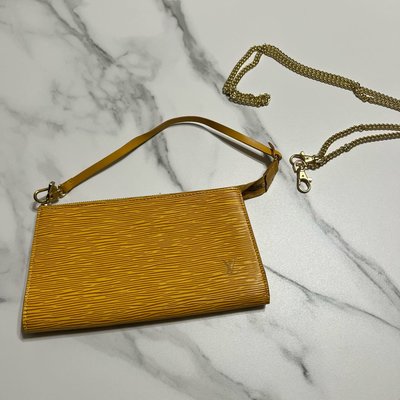 瑞奇二手精品 Louis Vuitton epi 黃水波紋 側背晚宴包