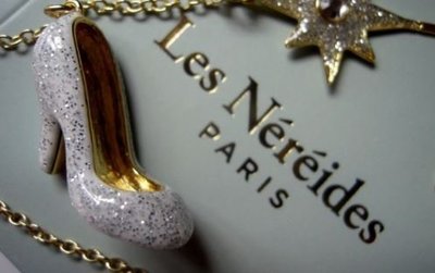 【巴黎妙樣兒新年特賣】正品之美法國廠製造 N2-Les Nereides 灰姑娘 3D立體 鑲鑽銀色玻璃鞋 項鍊 83公分 長鍊