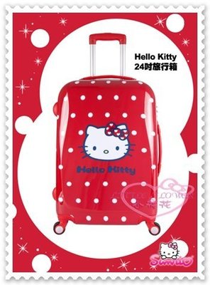 ♥小花花日本精品♥ Hello Kitty 行李箱 拉桿箱 旅行箱 紅色點點24吋 耐撞 萬向輪 紅色0000