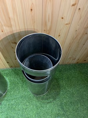 不鏽鋼垃圾桶 白鐵垃圾桶 菸灰缸垃圾桶 辦公室垃圾桶 帶蓋衛生間垃圾桶 休息區垃圾筒A5991【晶選二手傢俱】