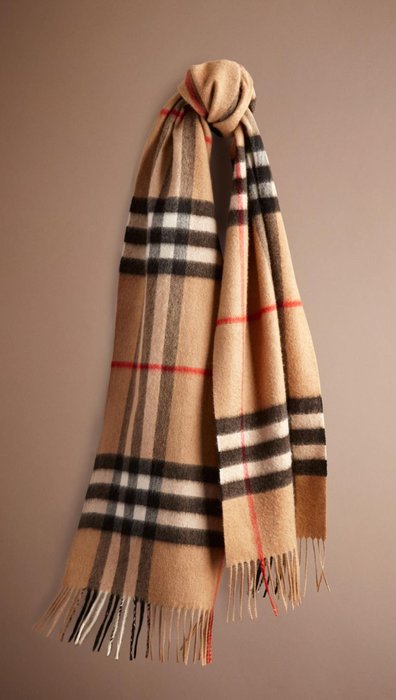 3929522 Giant Check Scarf Camel 