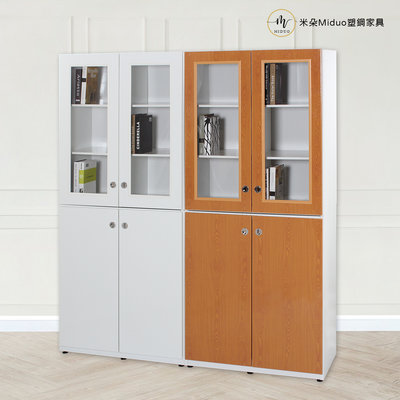 【米朵Miduo】雙開門塑鋼上置式書櫃 收納櫃 防水塑鋼家具(寬90X深47X高106公分)