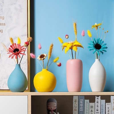 【熱賣下殺】北歐風ins創意陶瓷家居客廳裝飾品桌面小花瓶插花干花房