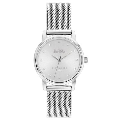 【美麗小舖】COACH 14503743 銀色米蘭錶帶 28mm 女錶 手錶 腕錶 網狀手鍊錶-全新真品現貨在台