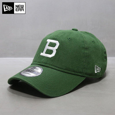 熱款直購#NewEra帽子2022新款牛仔粗斜紋布MLB棒球帽軟頂大標B字母綠色潮帽