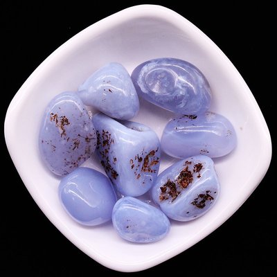天然水晶碎石 天然藍玉髓藍紋瑪瑙水晶原石擺件魚缸石盆栽裝飾礦石寶石