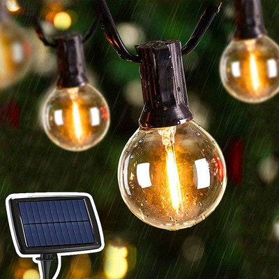 G40太陽能串燈 戶外裝飾圣誕10LED氛圍愛迪生燈泡庭院露營鎢絲燈