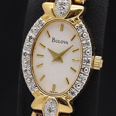 【精品廉售/手錶】瑞士名牌Bulova寶路華 鑲鑽石英女腕錶*T7*防水*美品*歐洲精品