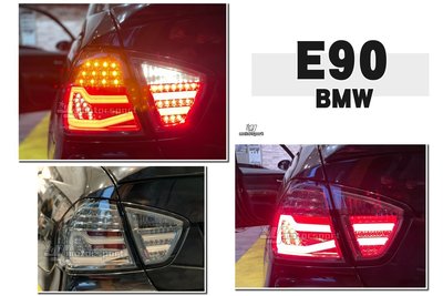 小傑車燈精品-全新 BMW E90 05 06 07 08 年 類F30款 燻黑 LED光柱 光條 尾燈 後燈