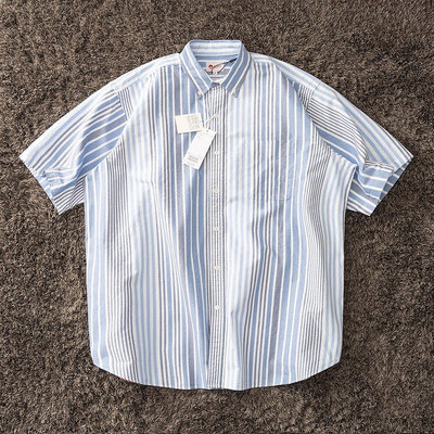 【小鹿甄選】BEAMS JAPAN BD 日產紅繩日系復古條紋寬松短袖襯衫