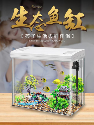 魚缸烏龜缸家用客廳小型造景過濾一體生態超白塑料新款透明飼養箱
