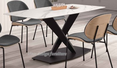 【N D Furniture】台南在地家具-工業風黑砂鐵造型桌腳雪山白180cm岩板餐桌/6尺餐桌TH
