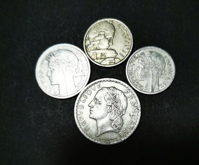 【二手】 法國早期40-50年代1鎳3鋁套幣99 紀念幣 硬幣 錢幣【經典錢幣】