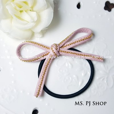 Ms.PJ Shop * 新上市~ 正韓連線 優雅粉紅蝴蝶結皮質髮圈