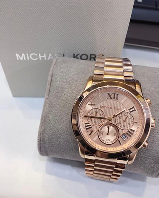 MICHAEL KORS 玫瑰金色錶盤 羅馬刻度 玫瑰金色不鏽鋼錶帶 石英 三眼計時 女士手錶MK6275