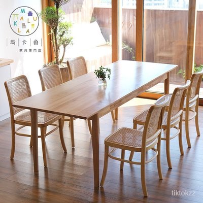 北歐藤編餐椅實木椅子靠背簡約家用咖啡廳椅設計師網紅餐廳餐桌椅現貨 正品 促銷
