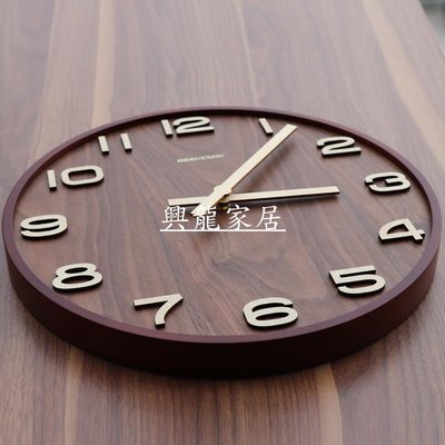 95折免運上新極客庫新中式掛鐘客廳靜音鐘中國風木質時鐘簡約家用鐘表木紋掛表