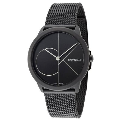 CALVIN KLEIN Minimal 黑色錶盤 米蘭編織鋼錶帶 男 女 石英手錶 K3M5245X凱文克萊CK腕錶