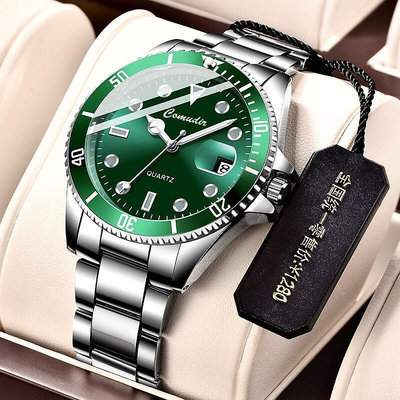 綠水自動石英表男錶潮夜光防水運動手錶