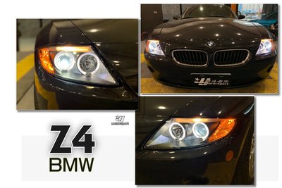 小傑車燈精品--全新 BMW Z4 寶馬Z4黑框光圈魚眼大燈(附水平馬達)外銷限定版 實車