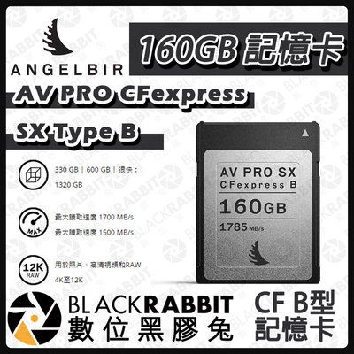 數位黑膠兔【 Angelbird 天使鳥 AV PRO CFexpress SX Type B 160GB 記憶卡 】