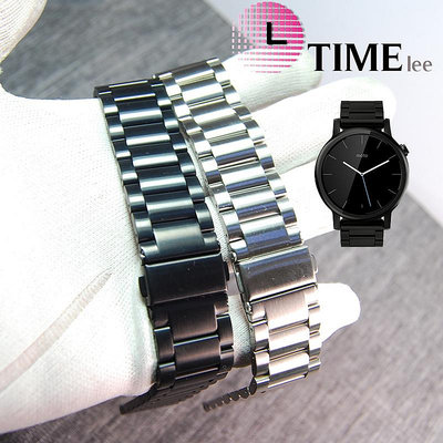 適配 MOTO360二代/ Ticwatch2代  黑色鋼色不銹鋼手錶帶錶鍊
