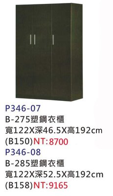 【進日興家具】P346-08 塑鋼衣櫥-黑(兩大一小櫃／兩款尺寸可選) 衣櫃 儲物櫃  台南。高雄。屏東 傢俱宅配