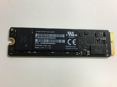 電腦雜貨店→ 蘋果原廠專用SSD 2013  SD6PQ4M-128G-1021 128G 二手良品  $450