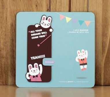 【象牙cute ta】韓國 Bookfriends jumping rabbit-rubber bookmark 書的朋友書籤 跳躍的兔子