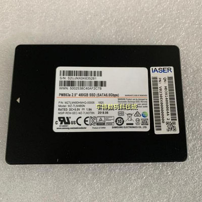 浪潮 2.5 480GB SSD SATA6 PM863A固態硬碟MZ-7LM480N讀取密集型