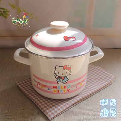 Hello Kitty 加厚琺瑯搪瓷 18cm 3L加高湯鍋 燉鍋