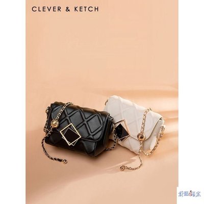 【熱賣精選】Clever&amp;Ketch女包包2022新款時尚百搭菱格金球鏈條質感單肩斜背包