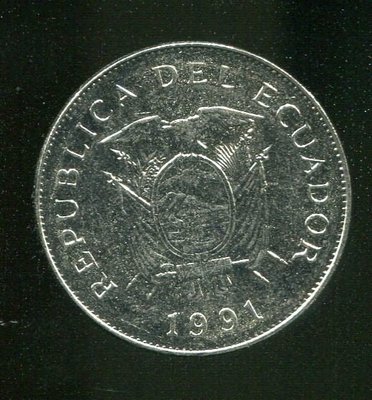 ECUADOR（厄瓜多爾硬幣），50-SUCRE，K93，1991，品相全新UNC