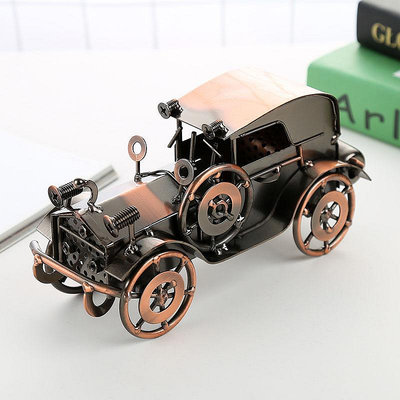 現貨創意擺件歐美復古懷舊鐵皮老爺車模型擺件咖啡店鐵藝裝飾工藝品 L3