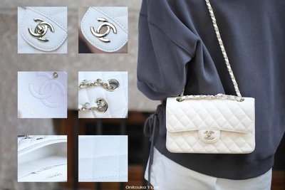 二手Chanel CF23 Classic flap bag A01113白色銀扣
