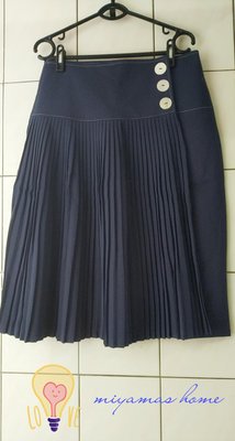 Zalora深藍細褶片裙XL SIZE(SK0204)