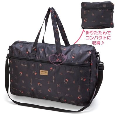 ♥小公主日本精品♥hello kitty凱蒂貓 《黑nk4》折疊尼龍拉桿行李袋旅行袋收納袋41132005