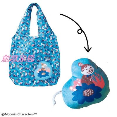 日文雜誌リンネル附錄moomin 花圈藍雅美摺疊購物袋
