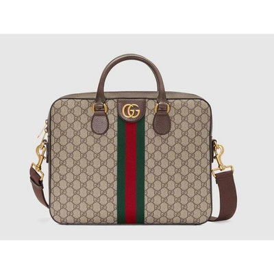 歐洲奢品站 Gucci 古馳 574793 復古公事包 公文包 Ophidia GG 綠紅綠 防水布