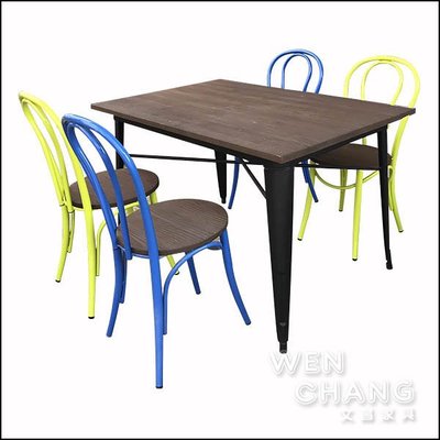 《特價組》工業風一桌四椅套餐組合 Tolix鐵木桌TB022 + 18號餐椅CH050 ＊文昌家具＊