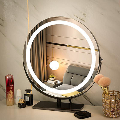 現貨:化妝鏡臺式補光插電led家用歐式簡約可旋轉梳妝鏡 自行安裝 無鑒賞期
