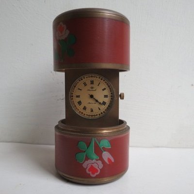 [ 廣緣-鐘錶 ] 1886年法國  申縮式彩繪機械老時鐘  **可議價**