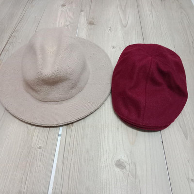 韓製 米色毛料漁夫帽/韓製 羊毛保暖造型帽
