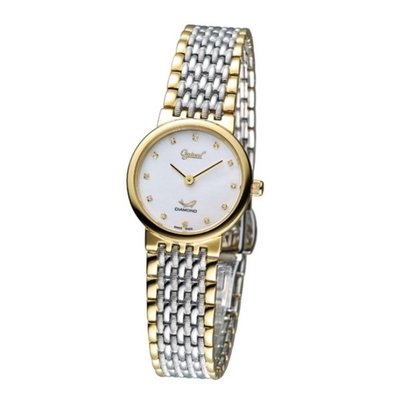 可議價 Ogival 愛其華 女 薄型半金真鑽 石英腕錶 (385-022L) 25mm