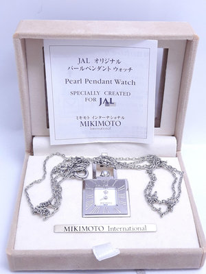 MIKIMOTO禦木本珍珠時尚小珍珠石英項鍊錶--附錶盒及單