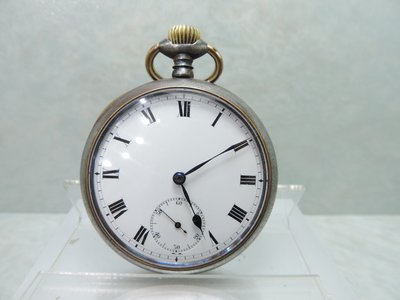 1910S 真品 典藏 OMEGA歐米茄 (罕見槍炮鋼殼)琺瑯瓷面古董機械懷錶