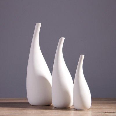 花瓶北歐風簡約陶瓷花瓶擺件 白色素燒干花花插家居裝飾擺設