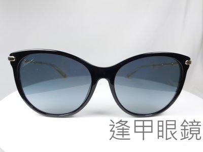 『逢甲眼鏡』GUCCI太陽眼鏡 黑色大圓框 藍色鏡面  經典金屬金色竹節鏡腳【GG3777/F/S  HQW】
